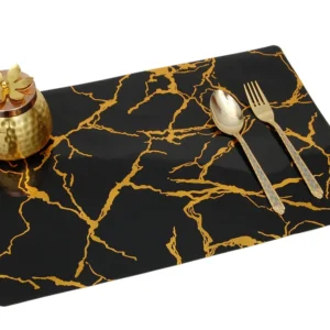 Black & Golden PVC Table Placemats -Set Of 1 Table Mats