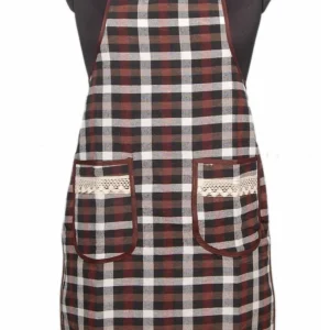 Winner Waterproof On Back Side Black Check 2 Pocket Kitchen Apron 1 PCS(76*53cm)