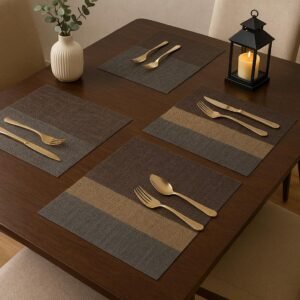 Grey & Golden PVC Table Placemats -Set Of 4 Table Mats
