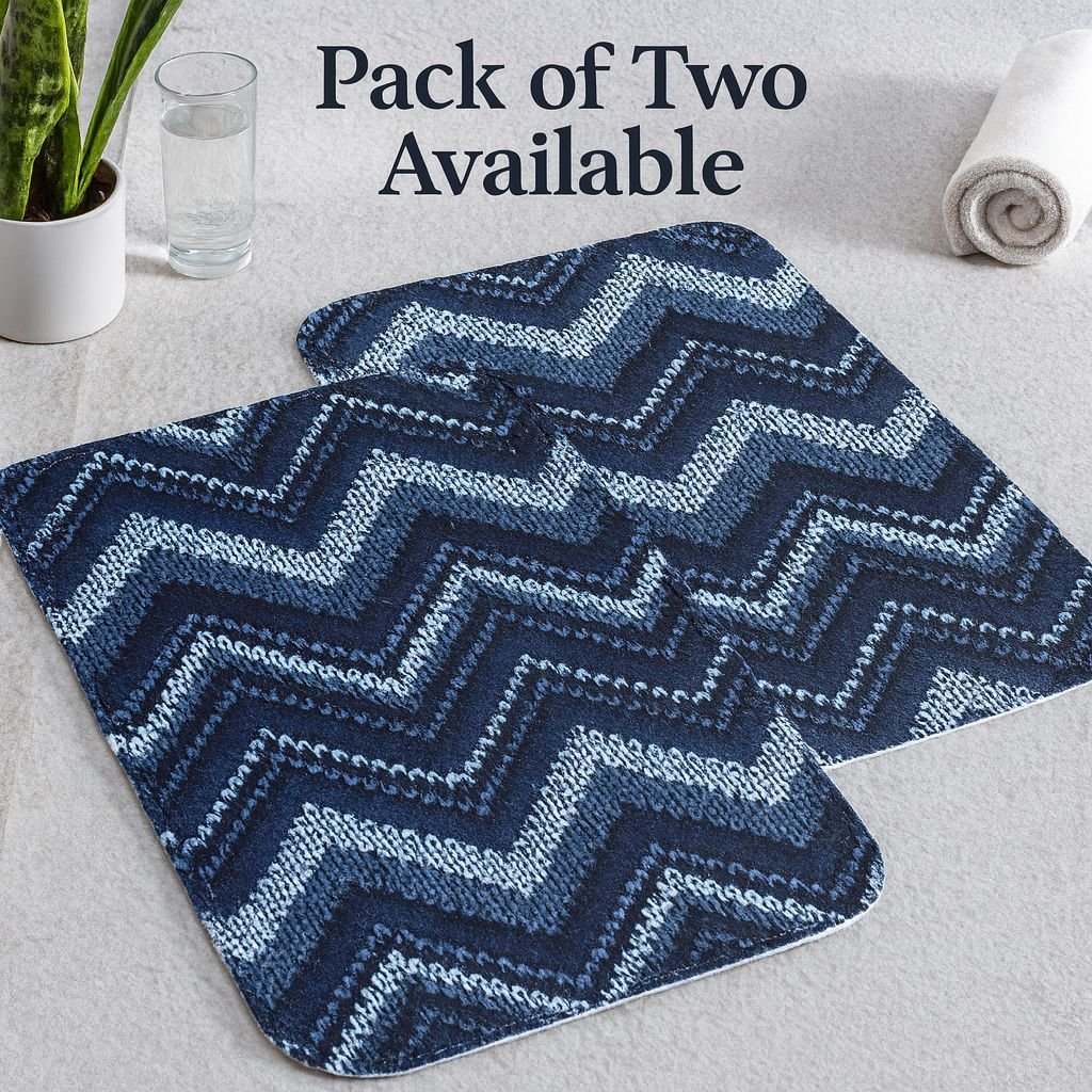 Set of 2 Polyester Anti-Slip Water Absorbent Bathroom Mat | 40X60 cm