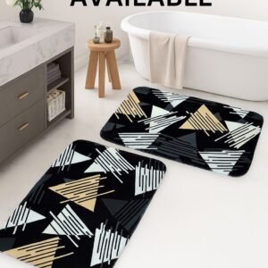 Set of 2 Polyester Anti-Slip Water Absorbent Bathroom Mat | 40X60 cm