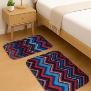 Set of 2 Polyester Anti-Slip Water Absorbent Bathroom Mat | 40X60 cm