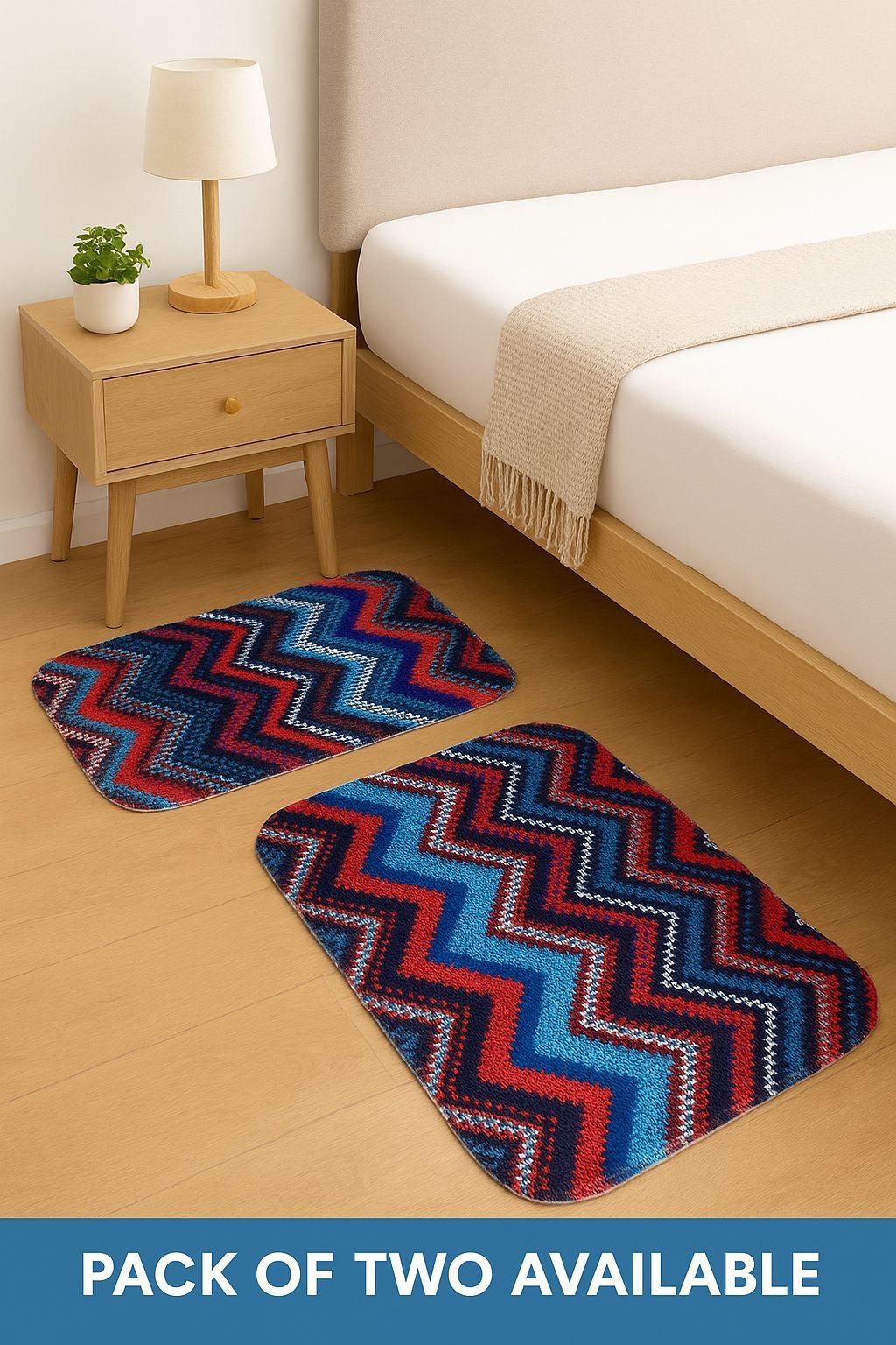 Set of 2 Polyester Anti-Slip Water Absorbent Bathroom Mat | 40X60 cm