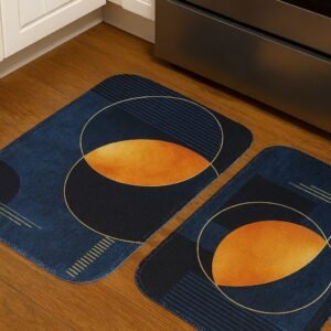 Set of 2 Polyester Anti-Slip Water Absorbent Bathroom Mat | 40X60 cm