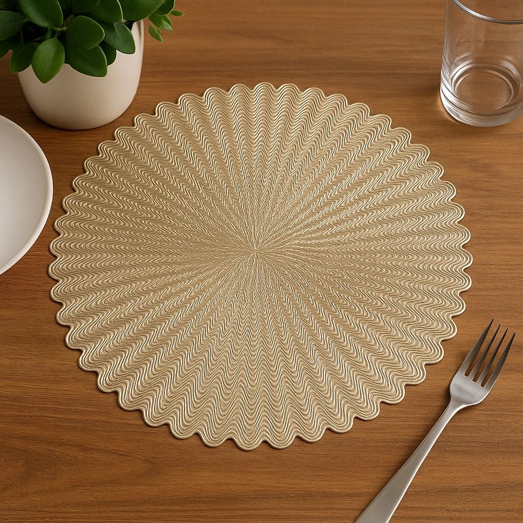 Golden PVC Table Placemats -Set Of 6 Table Mats