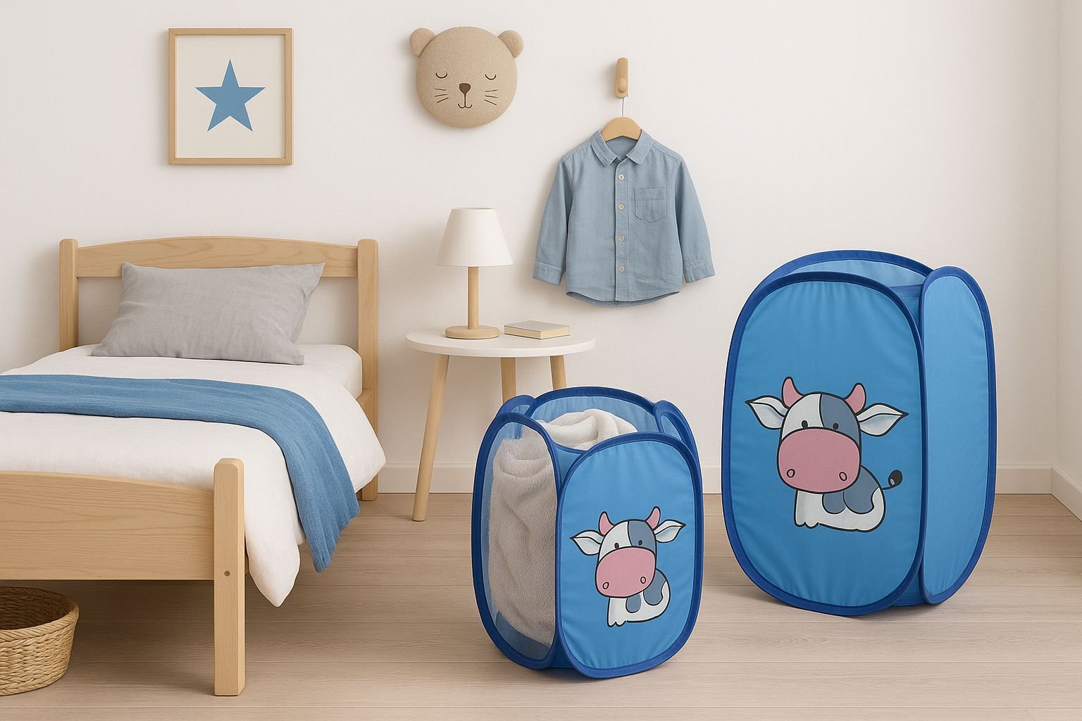 Full Size Rectangular Blue Foldable Laundry Basket-Laundry Bag pack of 2