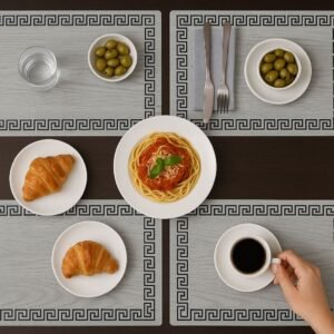 Light Grey PVC Table Placemats -Set Of 6 Table Mats