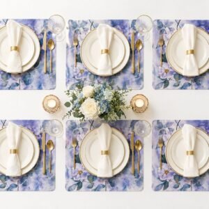 Multi-Coloured Floral Print Table Placemats - Set Of 12 Table Mats