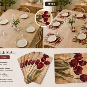 Multi-Coloured Floral Print Table Placemats - Set Of 12 Table Mats