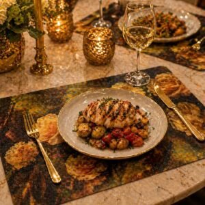 Multi-Coloured Floral Print Table Placemats - Set Of 12 Table Mats