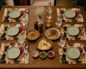 Multi-Coloured Floral Print Table Placemats - Set Of 12 Table Mats