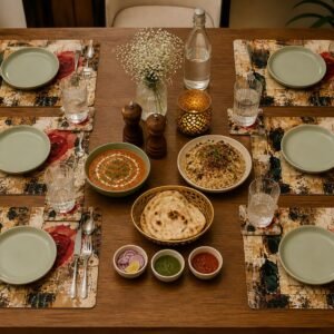 Multi-Coloured Floral Print Table Placemats - Set Of 12 Table Mats