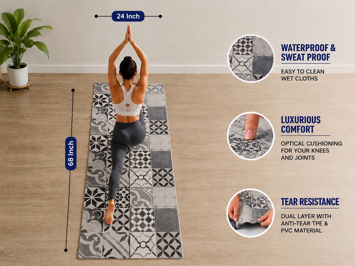Full Size Printed Designer Yoga Mat+ Carrying Strap I 4 MM Yoga Mat I