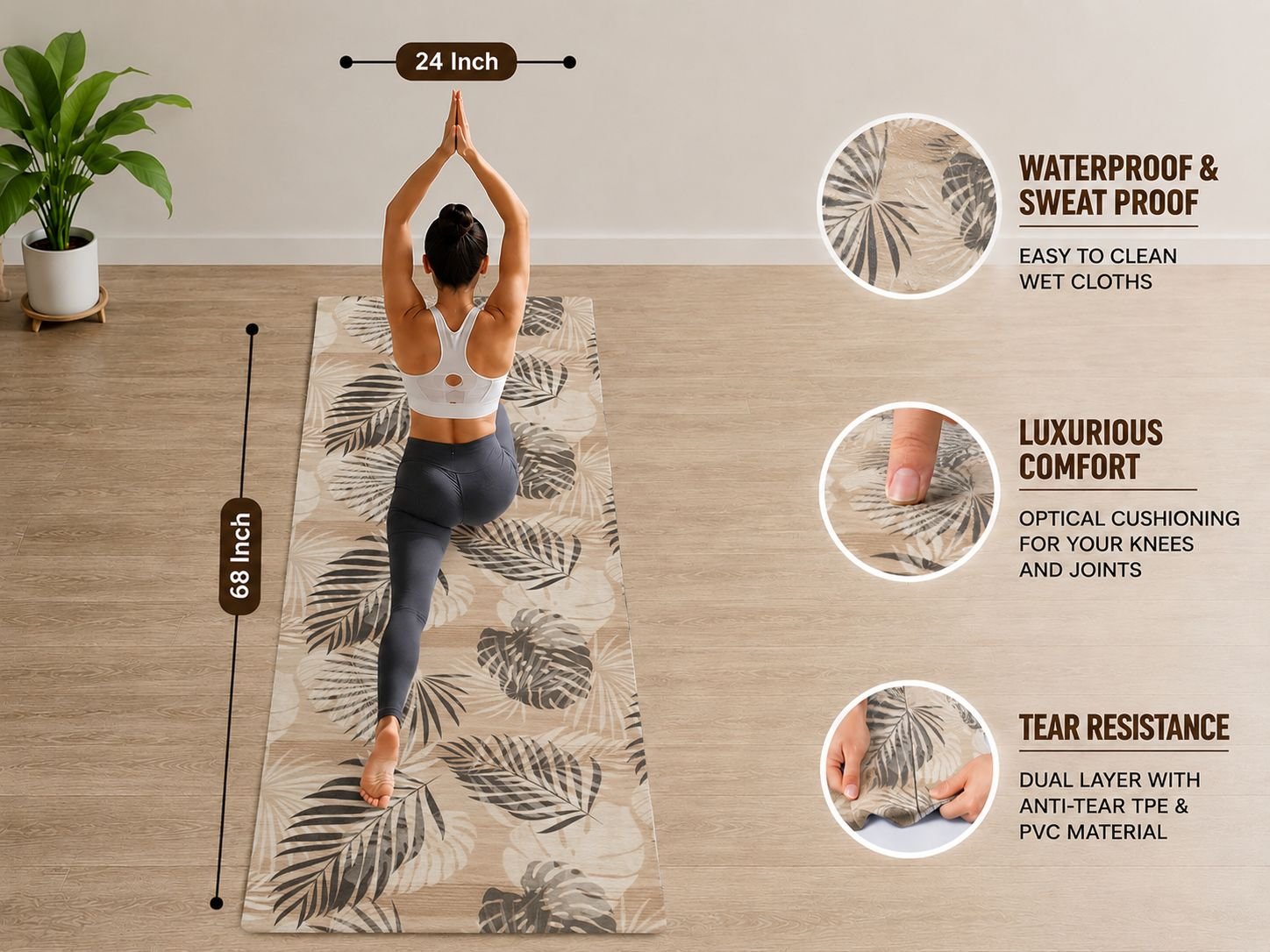 Full Size Printed Designer Yoga Mat+ Carrying Strap I 4 MM Yoga Mat I