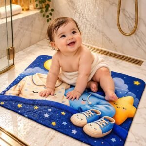 Kids Cartoon Design & super absorbent Rubber Bath Mat For Home & Office | 37X57 Cm/Quick Drying Bathroom mat & Water Absorbent Kitchen Entrance Door Mats