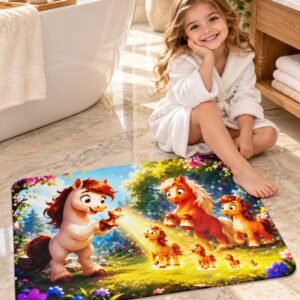 Kids Cartoon Design & super absorbent Rubber Bath Mat For Home & Office | 37X57 Cm/Quick Drying Bathroom mat & Water Absorbent Kitchen Entrance Door Mats